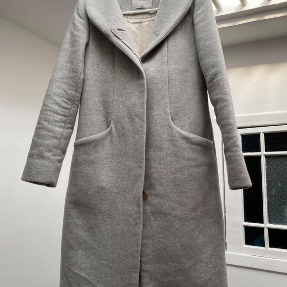 Aritzia Wilfred Cocoon Long Coat Heather Gray - Picture 5 of 6